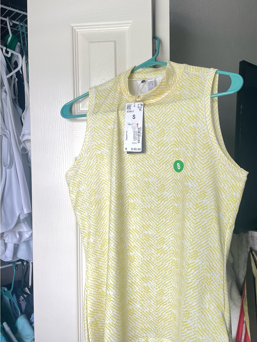 adidas Sleeveless Tank Top in Light Yellow & White